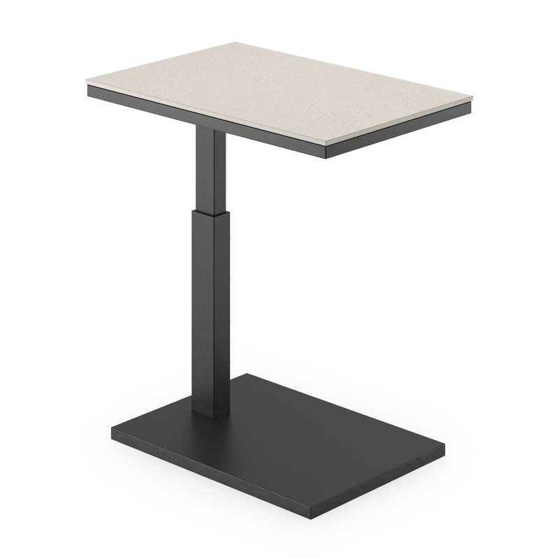 Talana bijzettafel in zwart aluminium met sintered stone crema minerale -