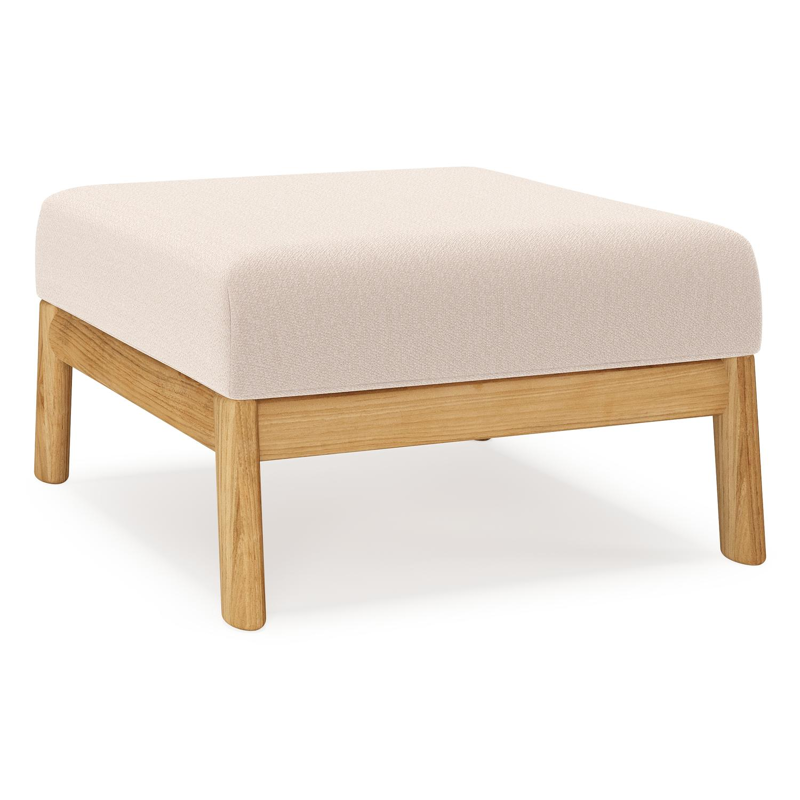 Amaro poef in teak met wander pilat all weather sunbrella® luxe kussen