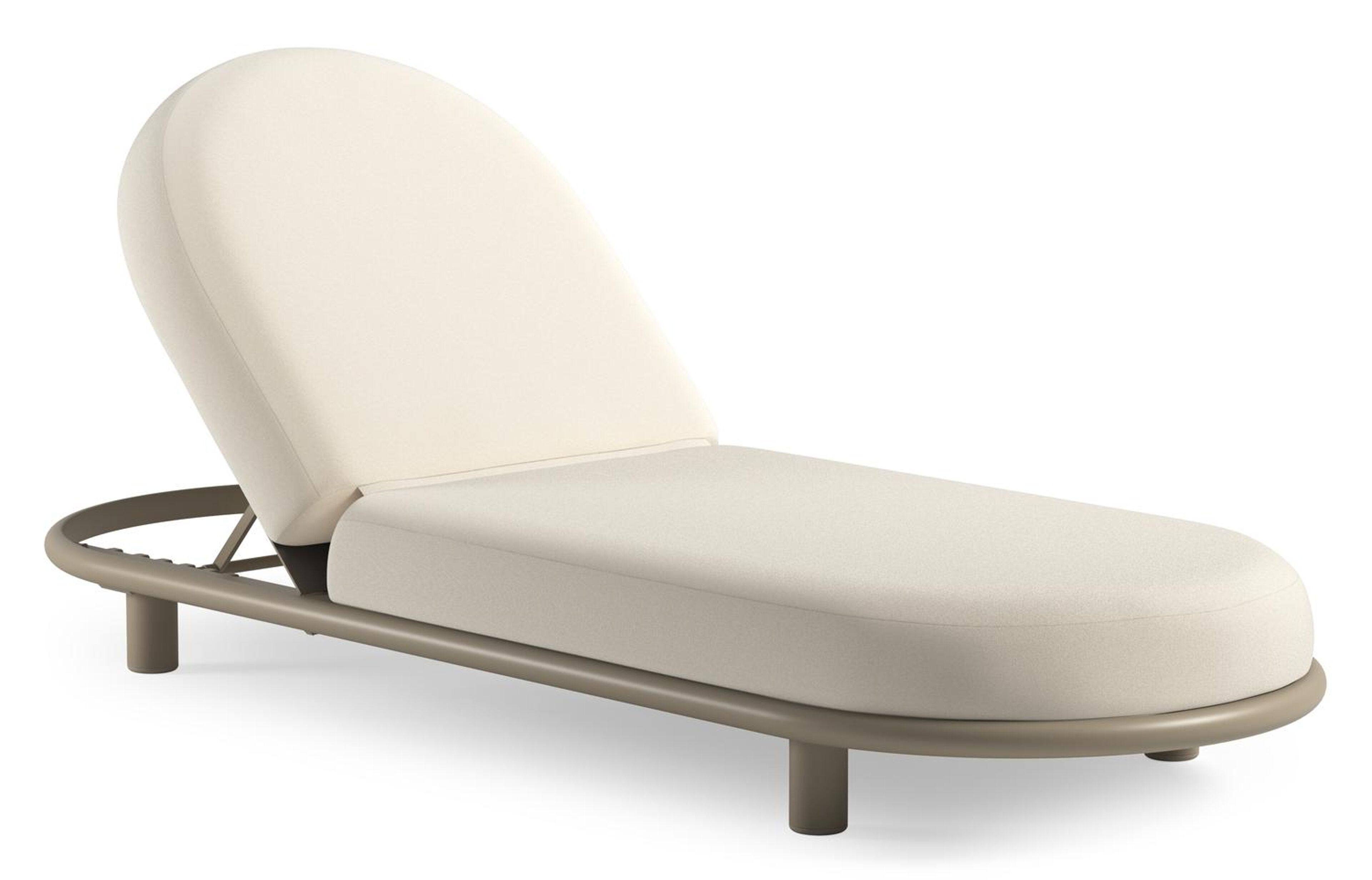 Lomano verstelbaar ligbed in beige aluminium met natte white all weather sunbrella® luxe