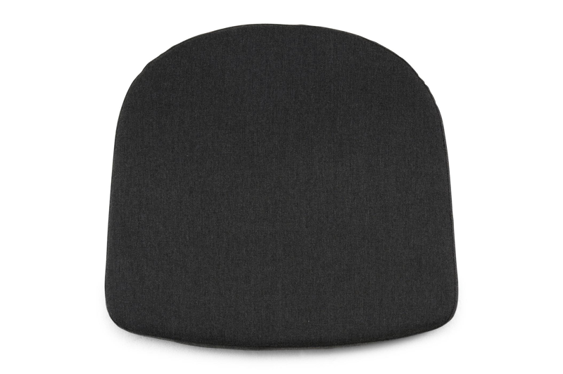 Lacrima tuinstoel in zwart aluminium en zwart verticaal geweven ronde rope met kussen in natte sooty all weather sunbrella® luxe