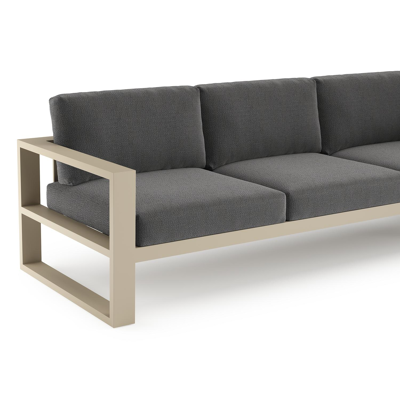 Verato loungehoek in beige aluminium met savane tornado all weather sunbrella® luxe kussen