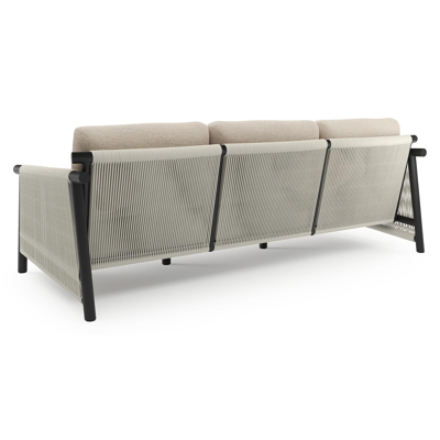 Erla loungeset in zwart aluminium met rustic weather+ softtouch kussens en loungetafel