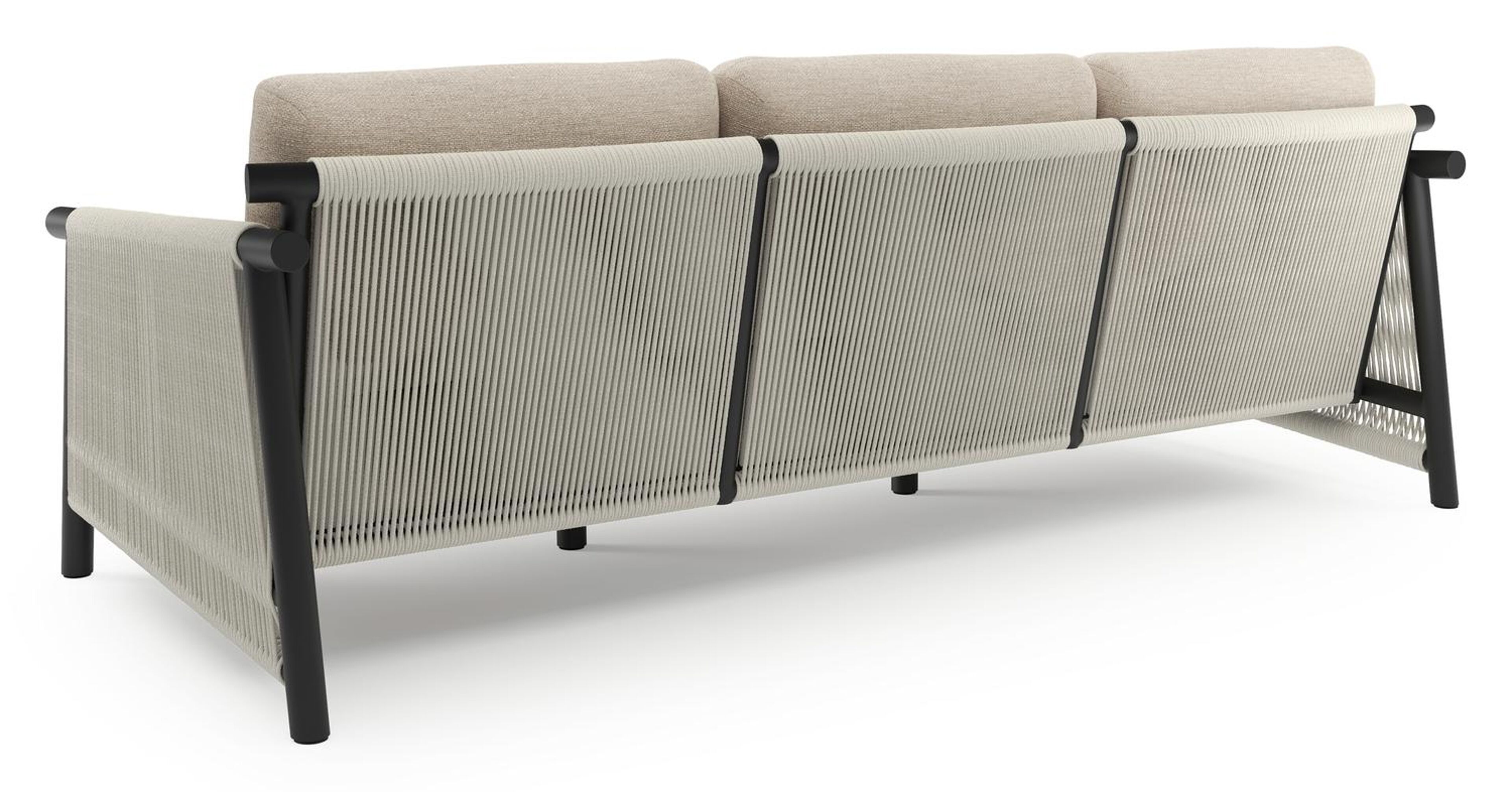 Erla loungeset in zwart aluminium met rustic weather+ softtouch kussens en loungetafel