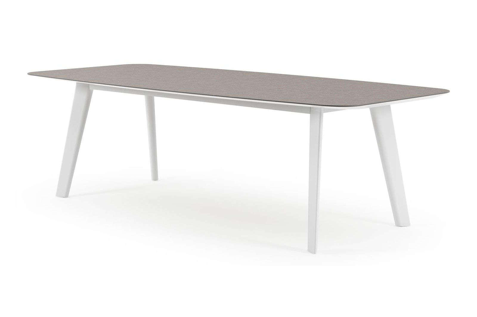 Lacrima tuintafel bootvorm in wit aluminium en volkeramiek Wulong - L 255 x B 115 x H 73 cm