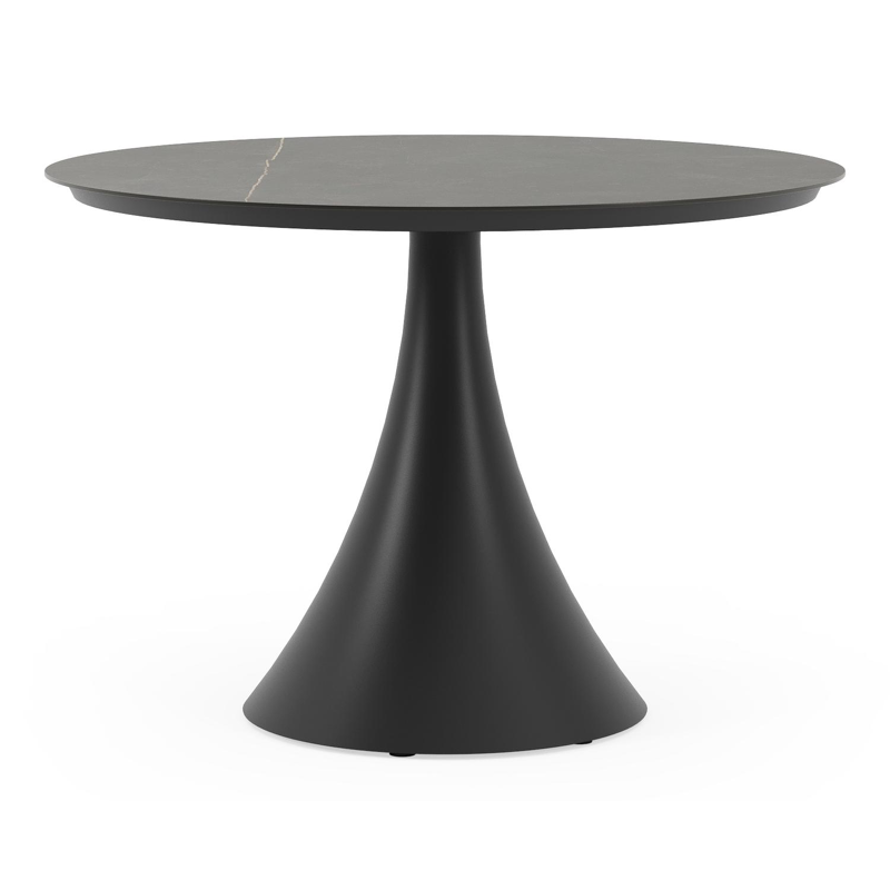 Fano tuintafel in zwart aluminium en volkeramiek calatorao - Dia. 110 x H 75 cm