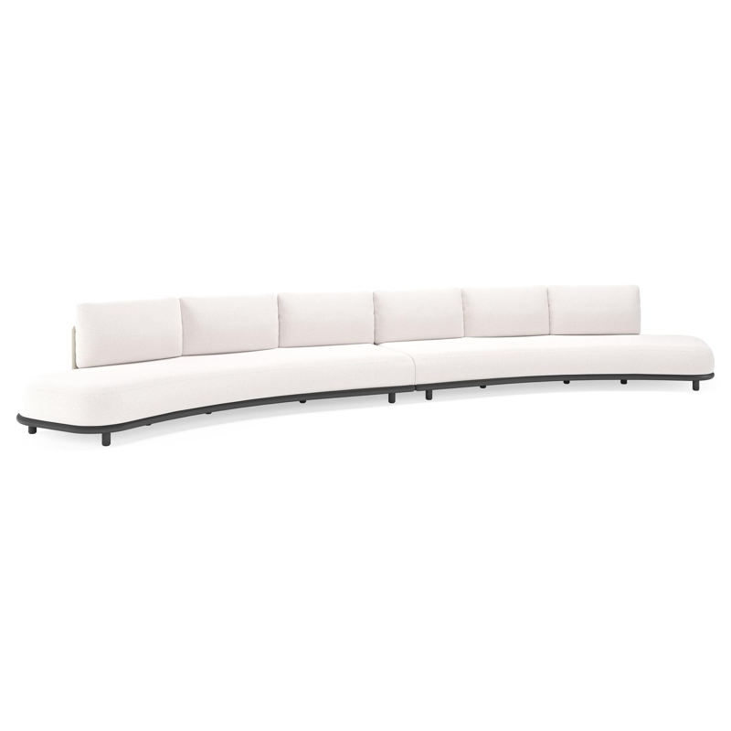 Lomano loungebank in zwart aluminium en beige verticaal geweven luxe vlakke rope met Ego Eggshell all weather solica