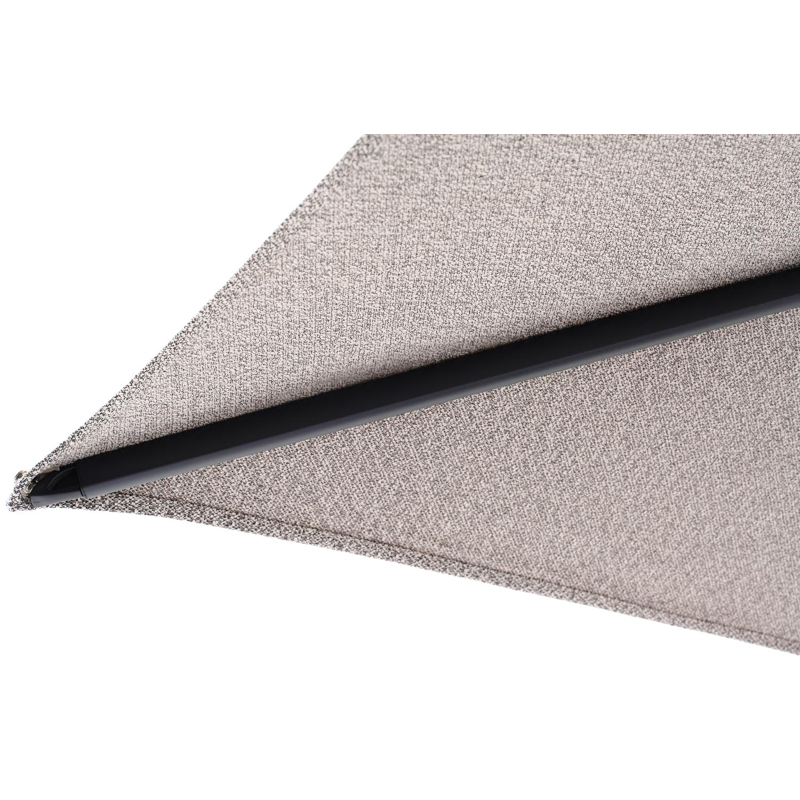 Minore zweefparasol met tiltfunctie in zwart aluminium en Sunbrella Luxe Wander Granite parasoldoek - L1 400 x L2 300 cm (zonder voet)