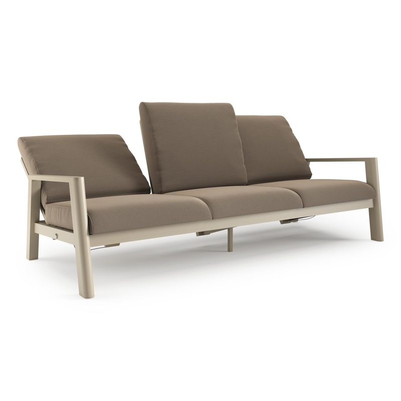 Cirello loungebank in beige aluminium met natte heather grey all weather sunbrella® luxe kussen