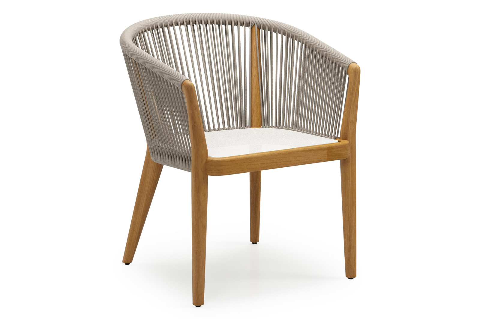 Orso tuinstoel in teak en beige verticaal geweven rope