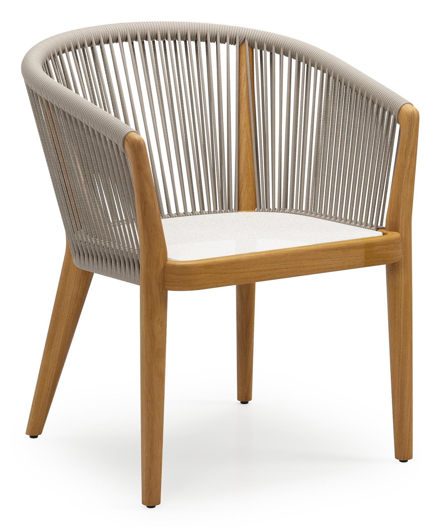 Orso tuinstoel in teak en beige verticaal geweven rope