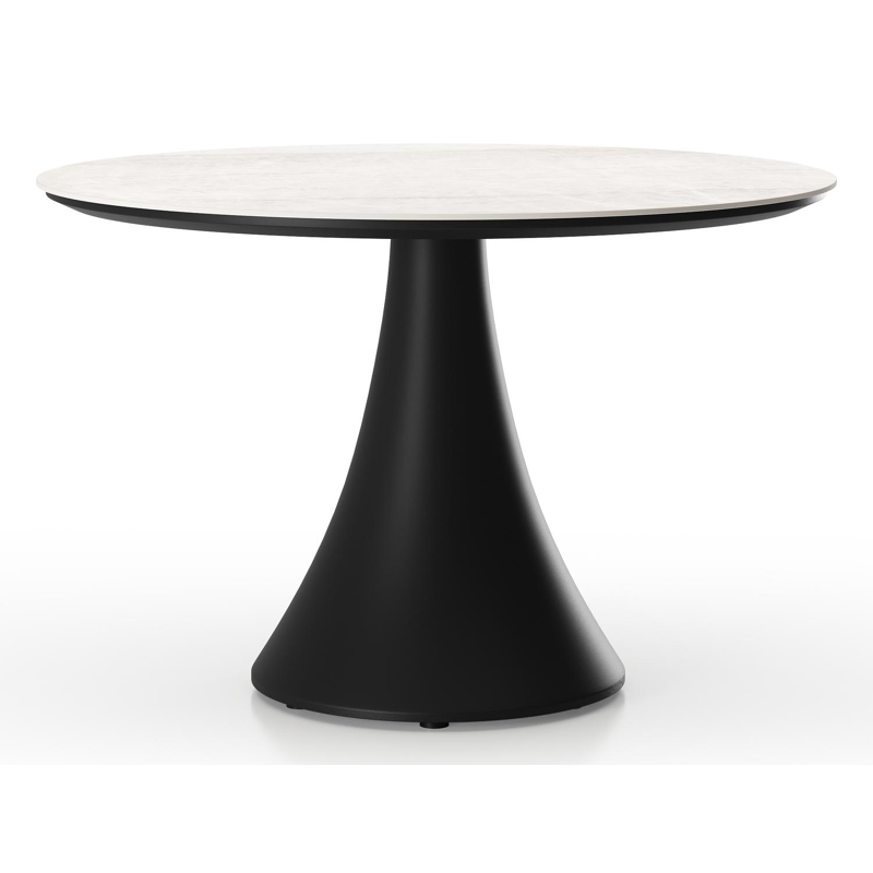 Fano low dining loungetafel rond in zwart aluminium en volkeramiek Taj Mahal - Dia. 85 x H 55 cm