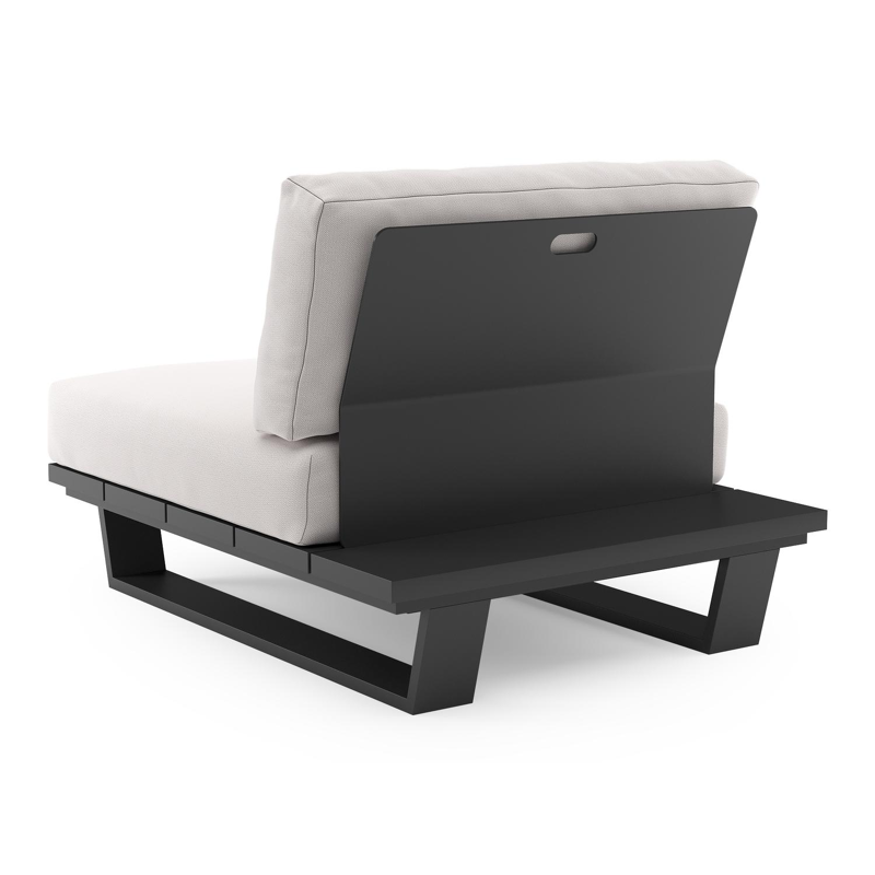 Pagino loungestoel in zwart aluminium met savane whisper all weather sunbrella® luxe kussen