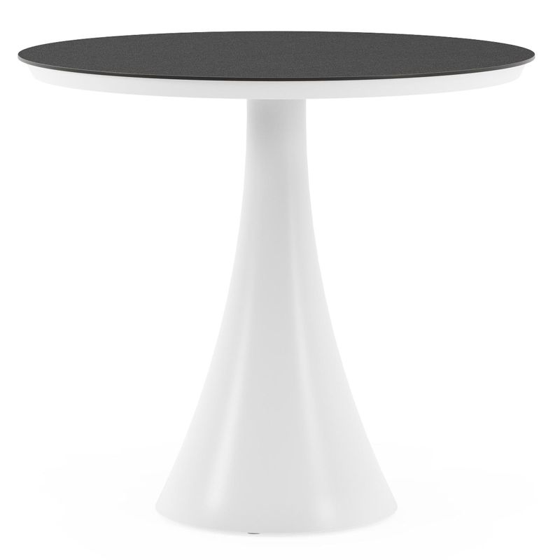 Fano tuintafel rond in wit aluminium en volkeramiek Nero Black - Dia. 85 x H 75 cm