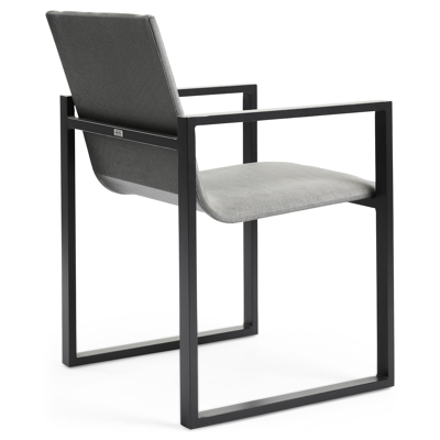 Verato tuinstoel in zwart aluminium en grijs comfort textilene