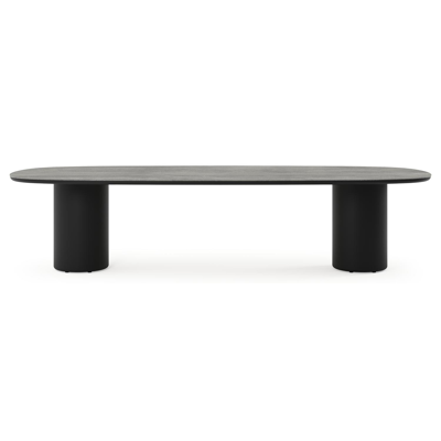 Amico tuintafel bombo in zwart aluminium en volkeramiek Aspen Grey - L 320 x B 130 x H 73.5 cm