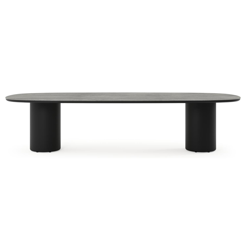 Amico tuintafel bombo in zwart aluminium en volkeramiek Aspen Grey - L 320 x B 130 x H 73.5 cm