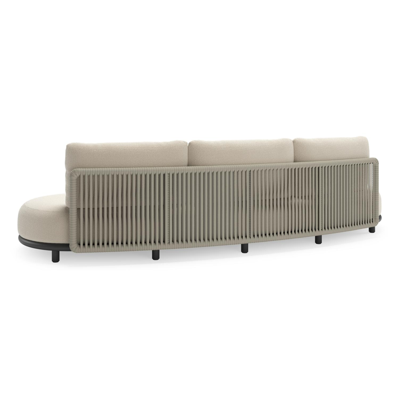 Lomano loungeset in zwart aluminium en beige verticaal geweven luxe vlakke rope met Althea Off White all weather cosytica