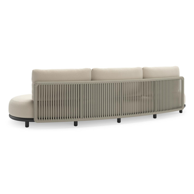 Lomano loungeset in zwart aluminium en beige verticaal geweven luxe vlakke rope met Althea Off White all weather cosytica