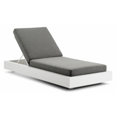Chaise longue réglable Como en aluminium blanc avec Sunbrella® Premium natte charcoal chine coussin