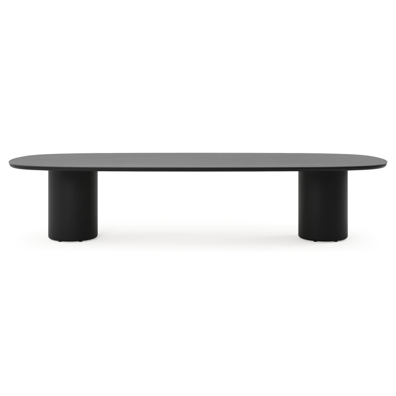 Amico low dining tuintafel bombo in zwart aluminium en volkeramiek Basalt Black - L 320 x B 130 x H 61 cm