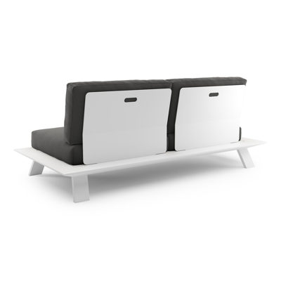 Cesano loungebank 2-zit in wit aluminium met natte charcoal chine all weather sunbrella® luxe kussen