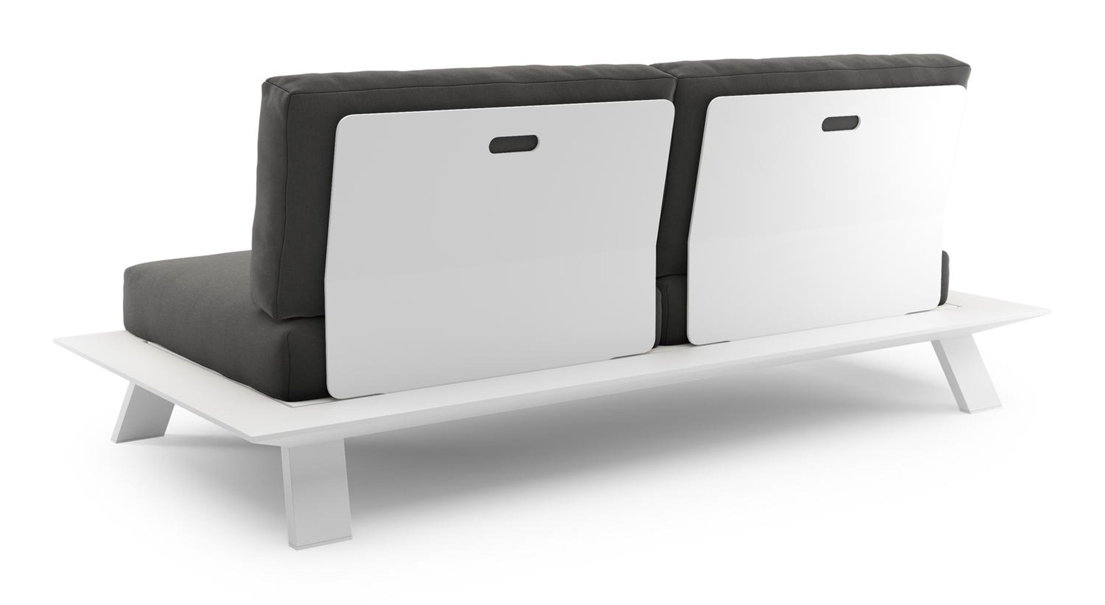 Cesano loungebank 2-zit in wit aluminium met natte charcoal chine all weather sunbrella® luxe kussen
