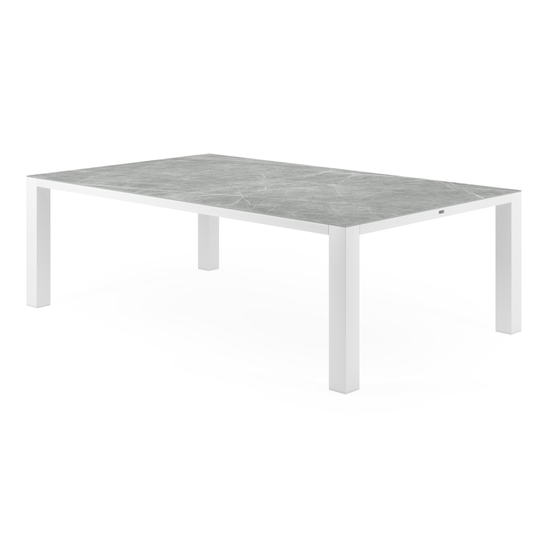 Nano tuintafel in wit aluminium en volkeramiek zaha stone - L 240 x B 148 x H 73 cm