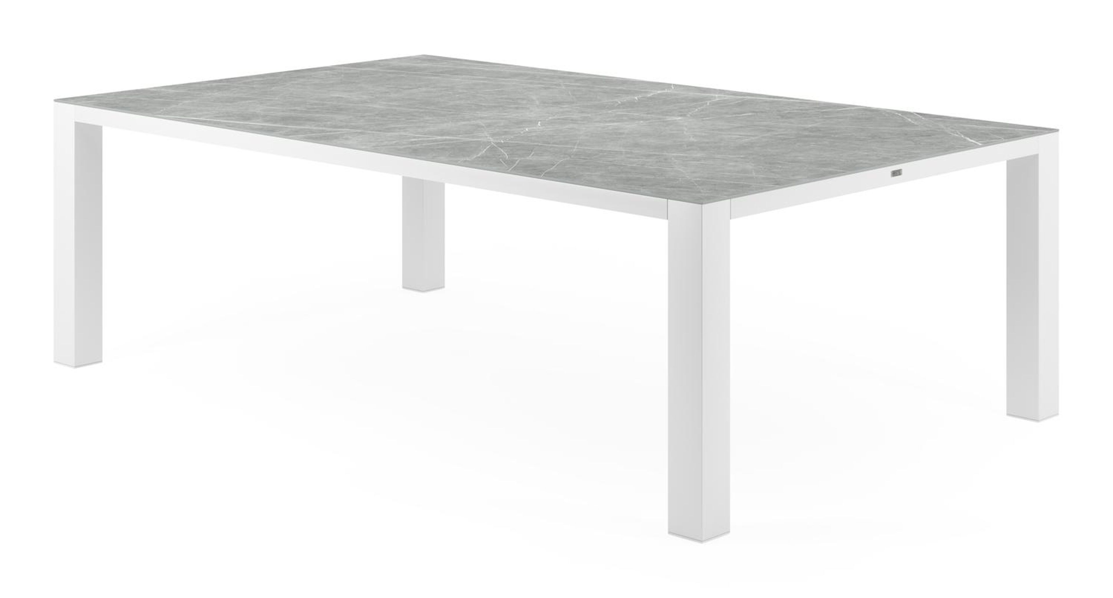 Nano tuintafel in wit aluminium en volkeramiek zaha stone - L 240 x B 148 x H 73 cm
