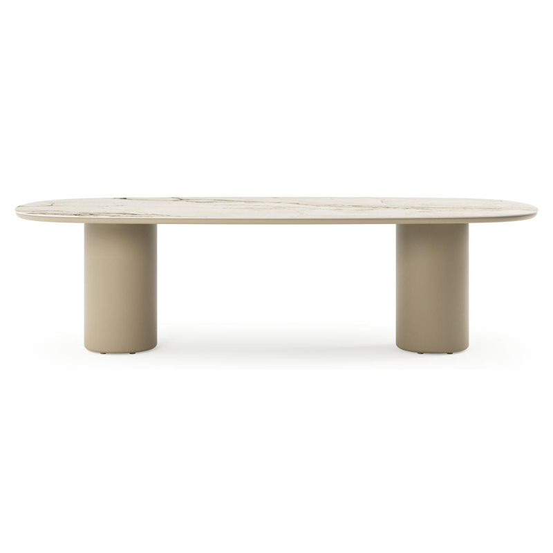 Amico tuintafel bombo in beige aluminium en volkeramiek Colorado Dunes - L 270 x B 125 x H 73.5 cm
