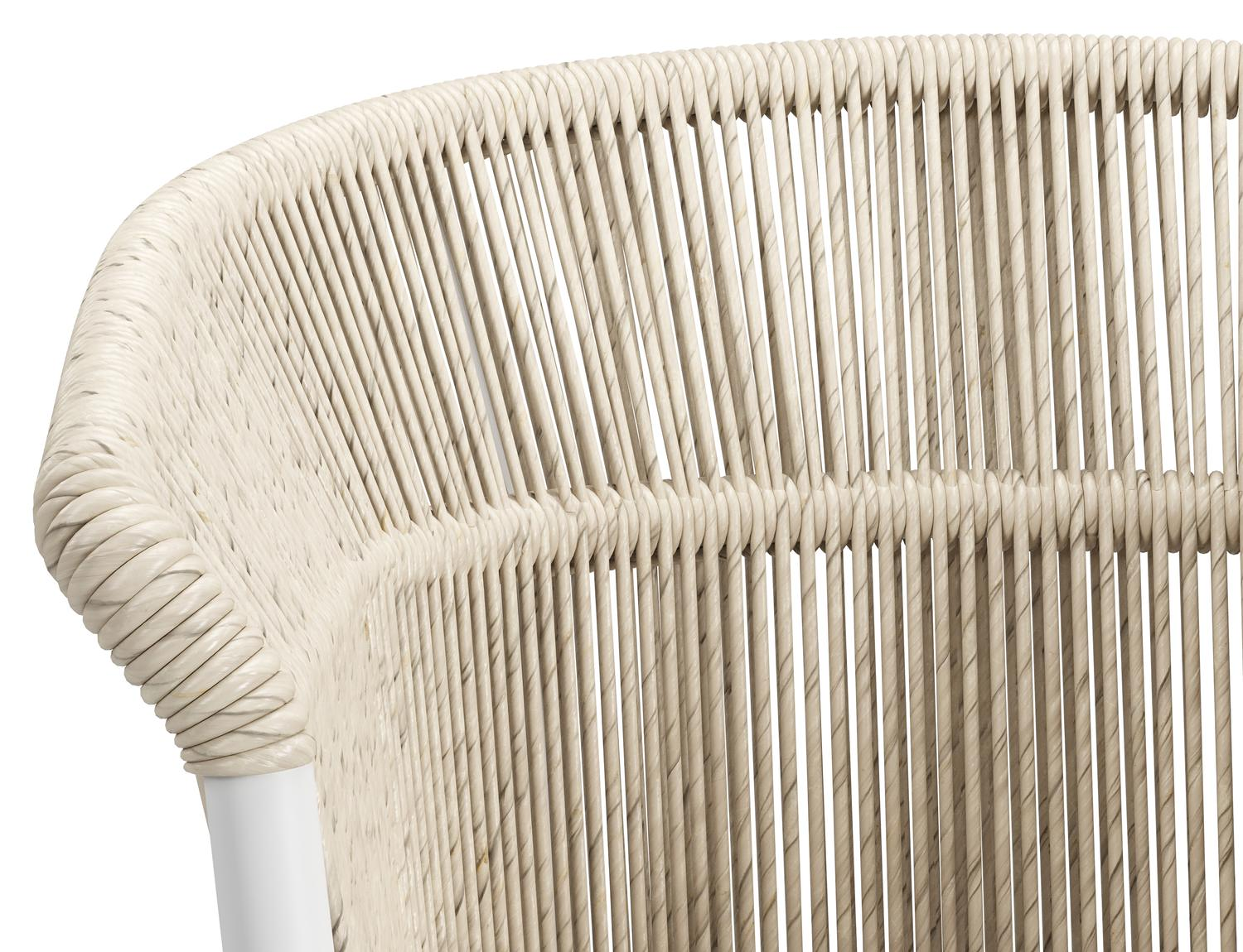 Chaise de jardin empilable Matera en aluminium blanc et résine tressée torsadé beige avec coussin en beige weather+ softtouch