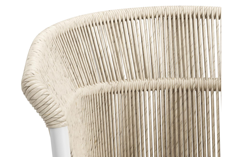 Pamplona ovale tuinset in wit aluminium en sintered stone crema minerale met 6 Matera tuinstoelen