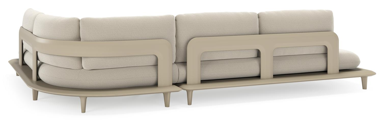 Salon de jardin d'angle Bomero en aluminium beige et coussins en all weather sunbrella® luxe lopi marble