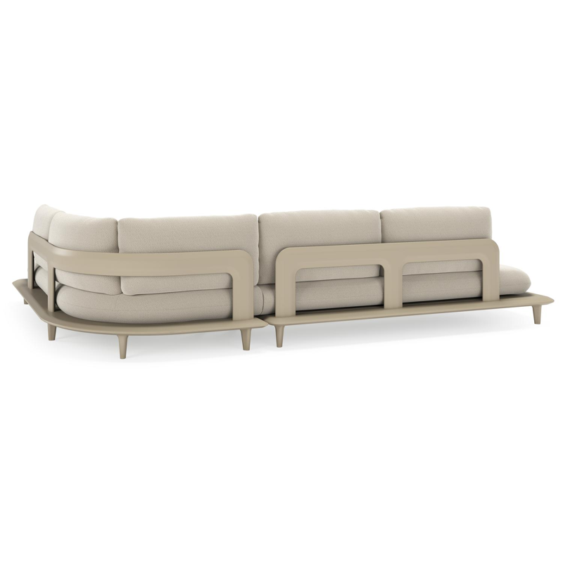 Bomero loungehoek in beige aluminium met lopi marble all weather sunbrella® luxe kussen