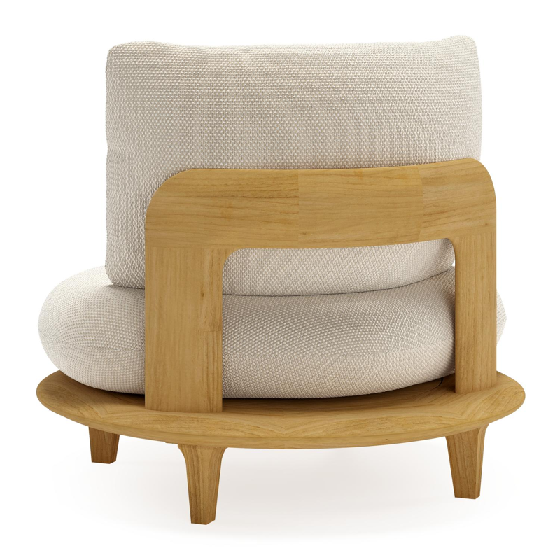 Bomero loungestoel in teak met althea off white all weather cosytica kussen