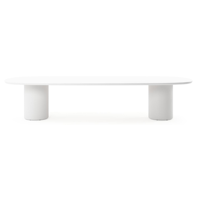 Amico low dining tuintafel bombo in wit aluminium en volkeramiek Arctic White - L 320 x B 130 x H 61 cm