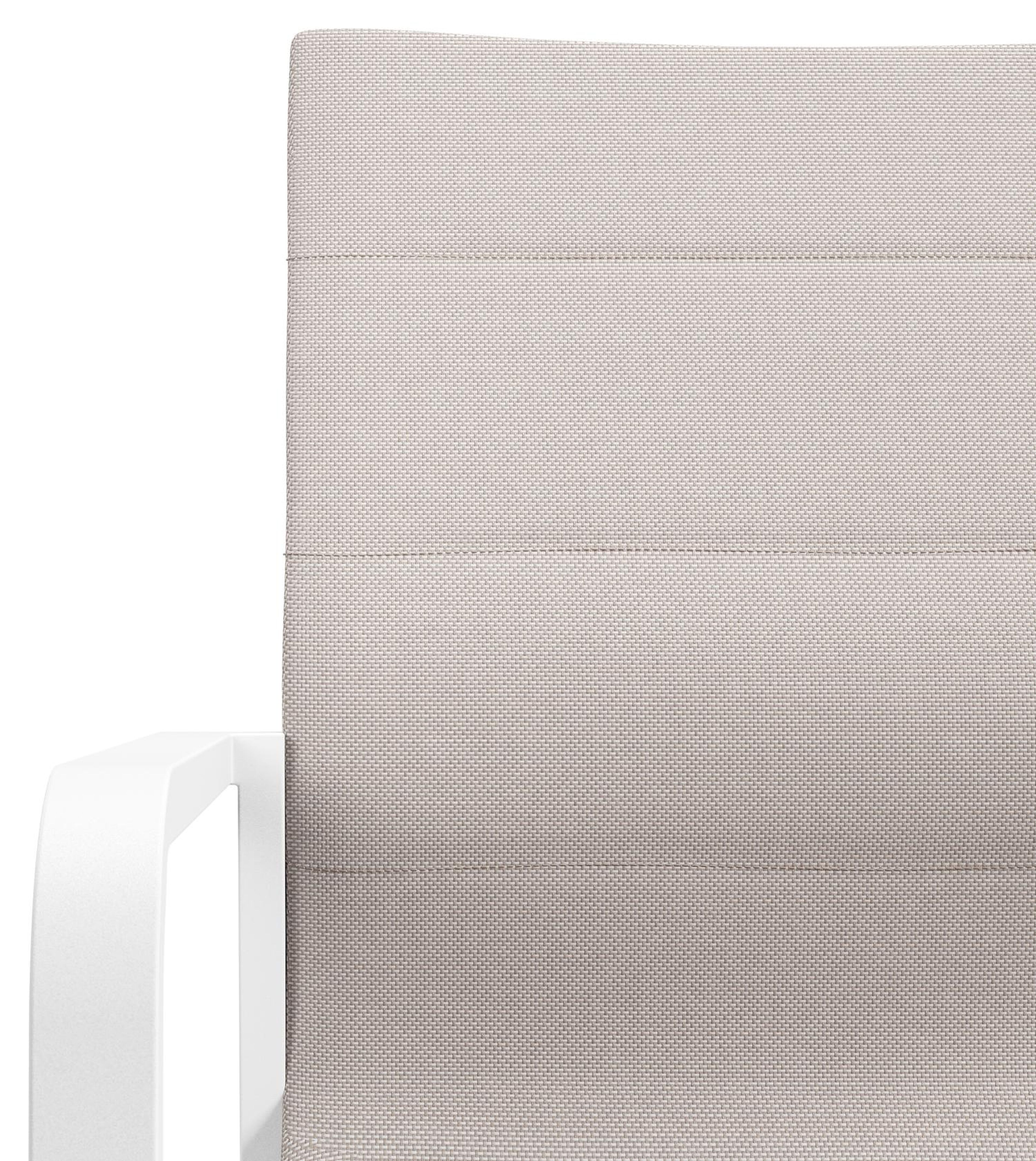 Como stapelbare tuinstoel in wit aluminium en beige luxe textilene