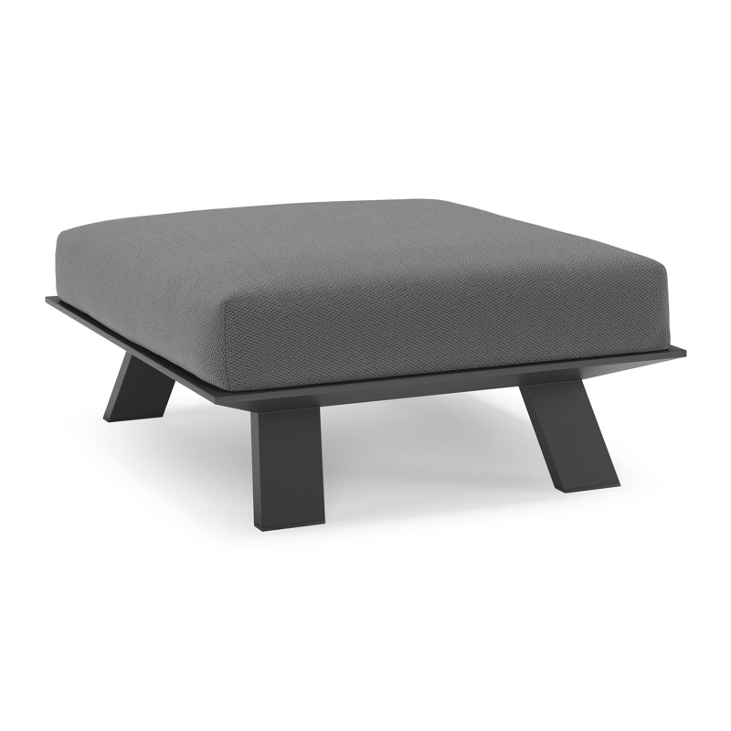 Cesano poef in zwart aluminium met lopi shadow all weather Sunbrella® luxe kussen