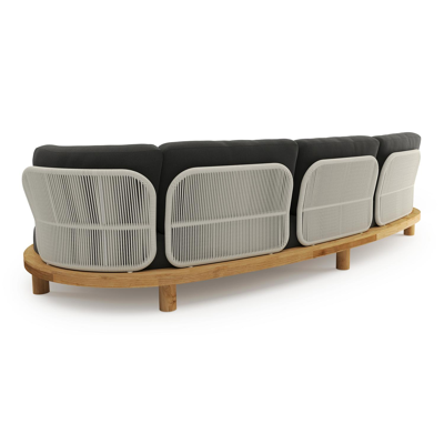 Donato loungebank in teak met natte sooty all weather sunbrella® luxe kussen