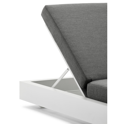 Chaise longue réglable Como en aluminium blanc avec Sunbrella® Premium natte charcoal chine coussin