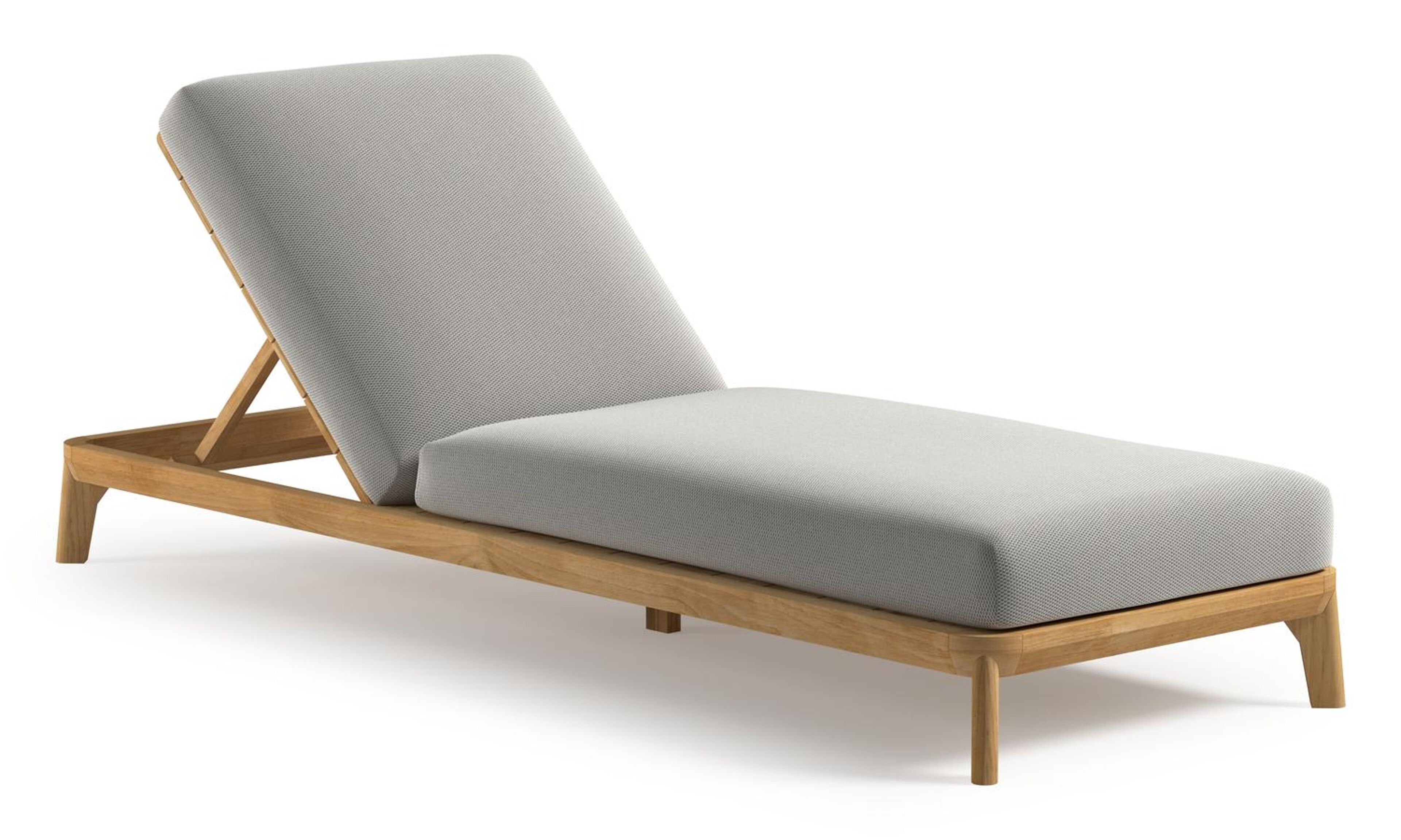 Orso verstelbaar ligbed in teak met lopi ash all weather Sunbrella® luxe kussen