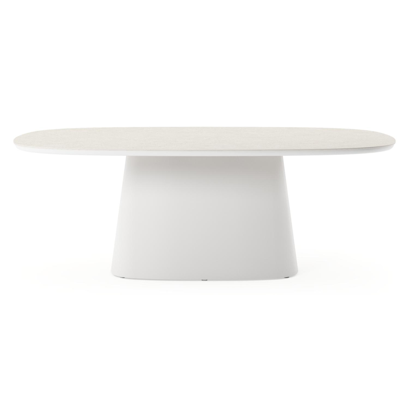 Amico tuintafel bombo xl in wit aluminium en volkeramiek Shilin - L 210 x B 148 x H 73.5 cm