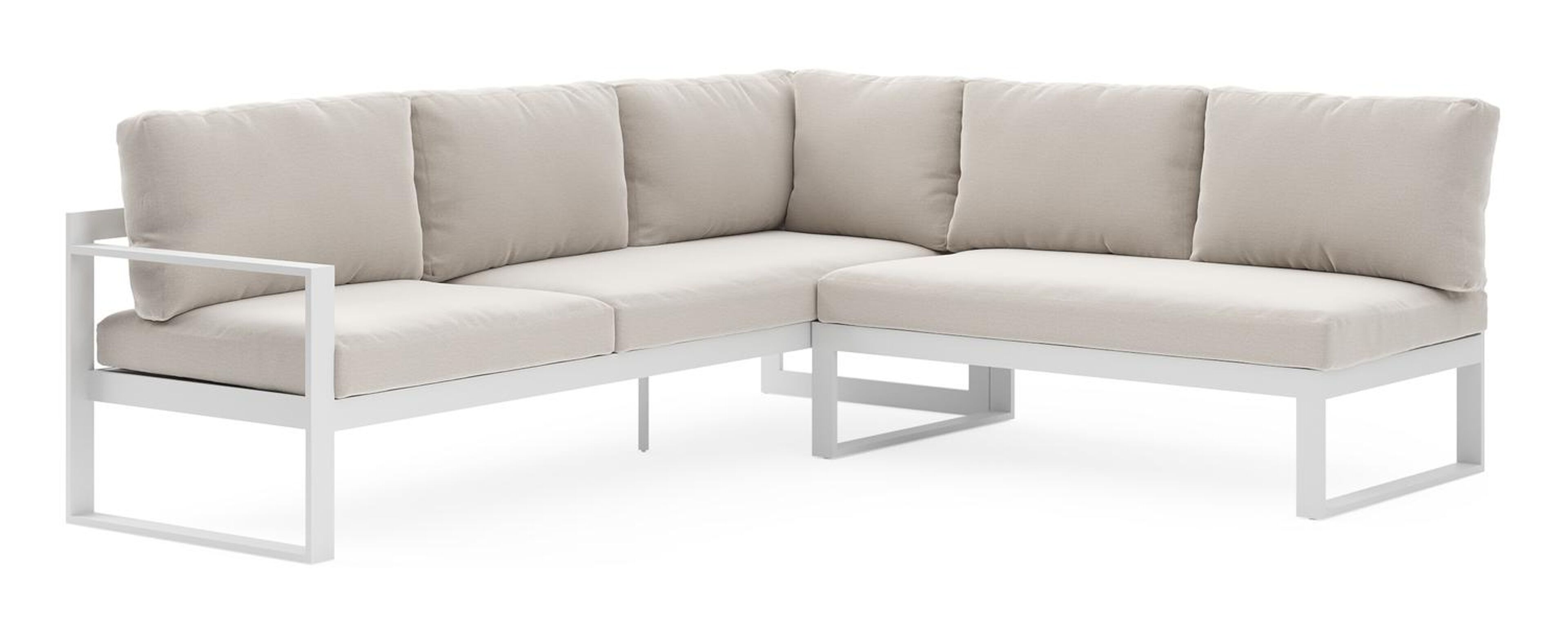 Caldela loungehoek in wit aluminium met beige kussen