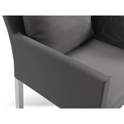 Nano tuinstoel in wit aluminium en grijs textilene met kussen in grijs textilene