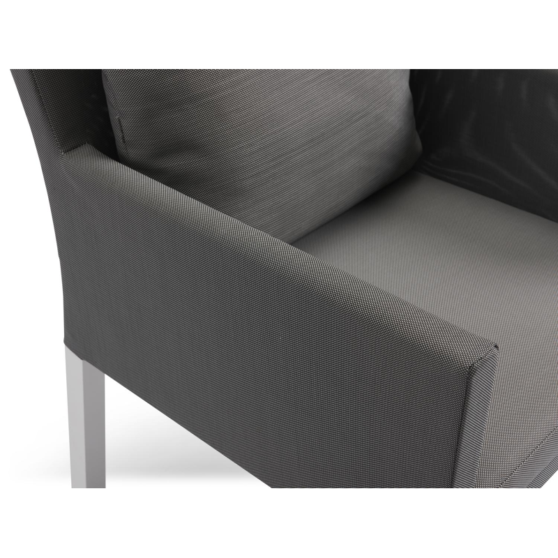 Chaise de jardin Nano in aluminium blanc et textilène gris avec coussin en gris textilène