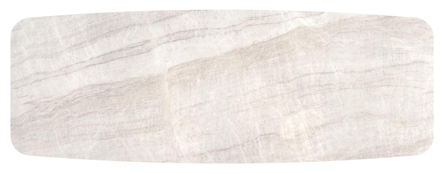 Pagino tuintafel bootvorm in beige aluminium en volkeramiek Taj Mahal - L 315 x B 115 x H 73 cm