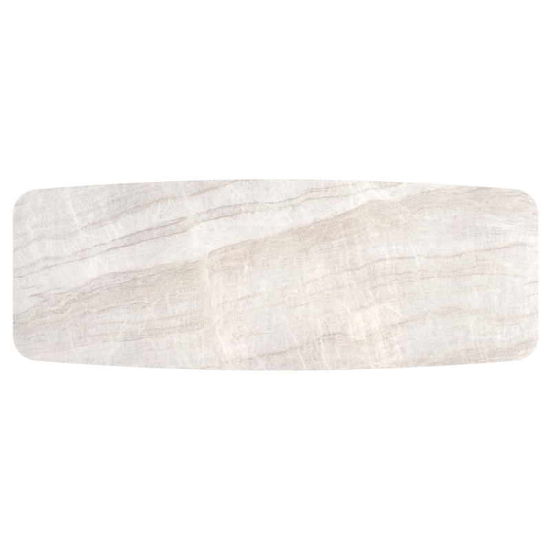 Pagino tuintafel bootvorm in beige aluminium en volkeramiek Taj Mahal - L 315 x B 115 x H 73 cm