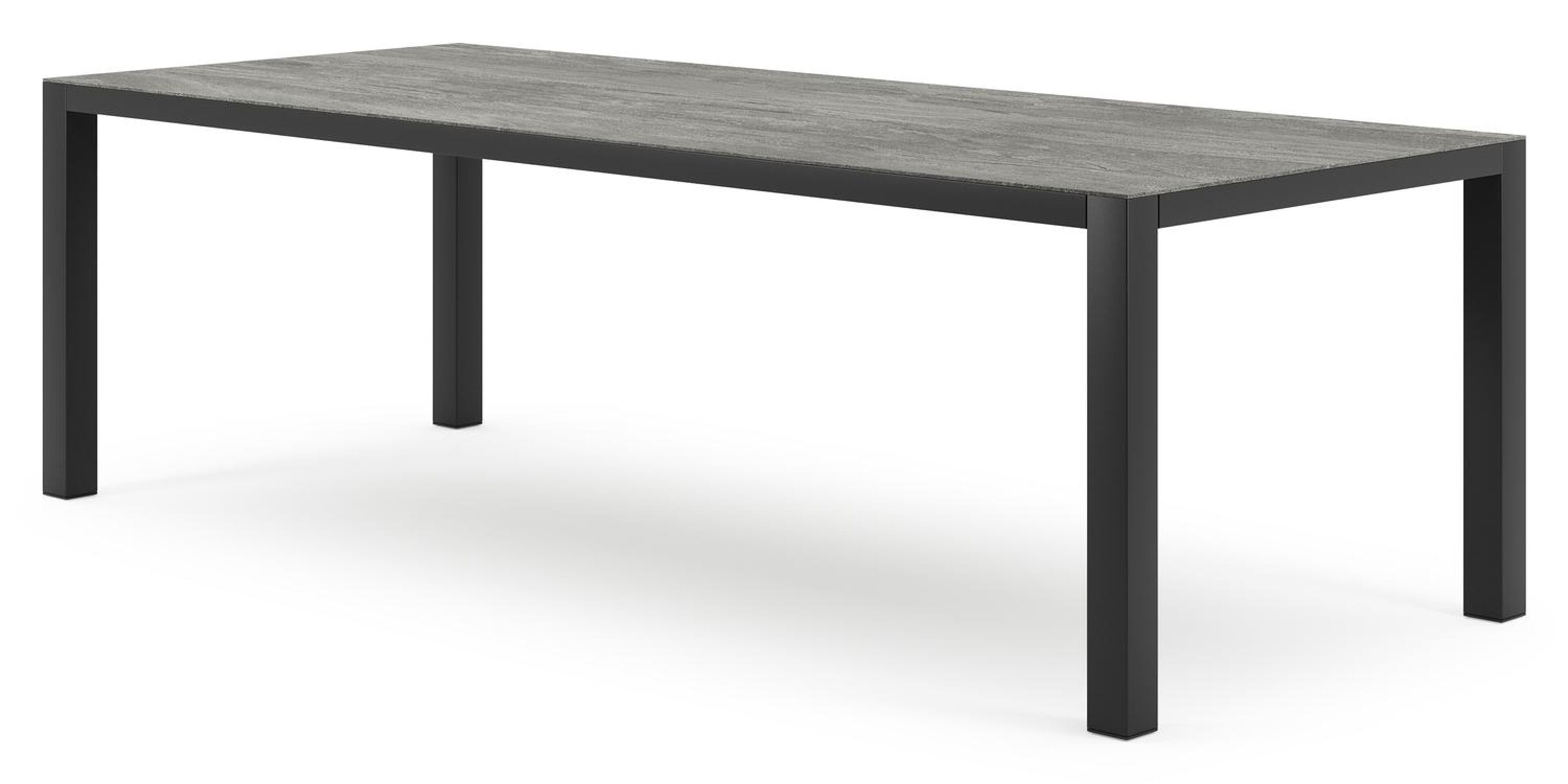 Como tuintafel in zwart aluminium en volkeramiek aspen grey - L 240 x B 100 x H 75 cm