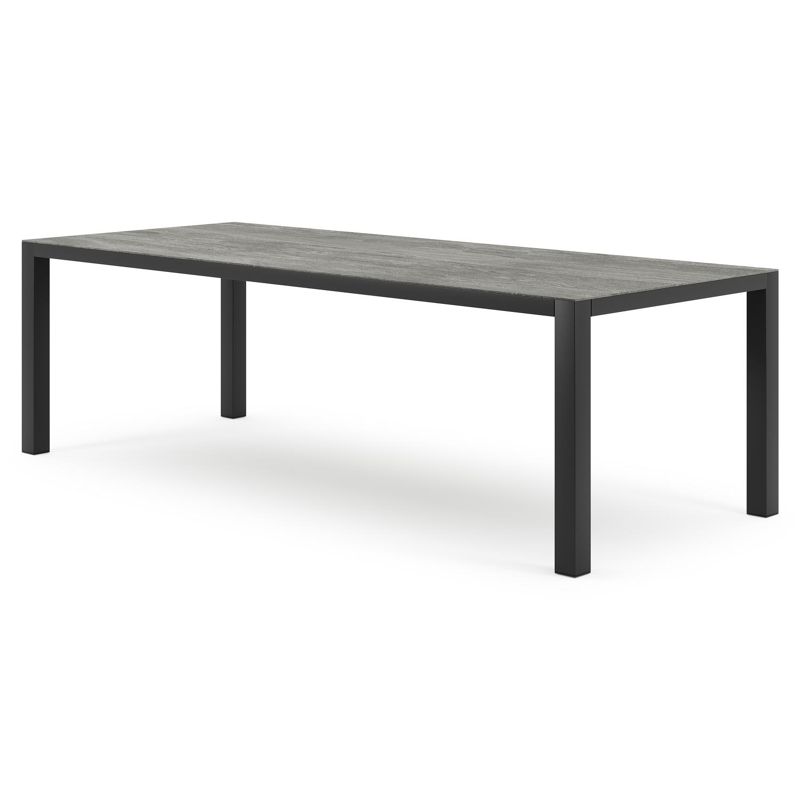 Como tuintafel in zwart aluminium en volkeramiek aspen grey - L 240 x B 100 x H 75 cm