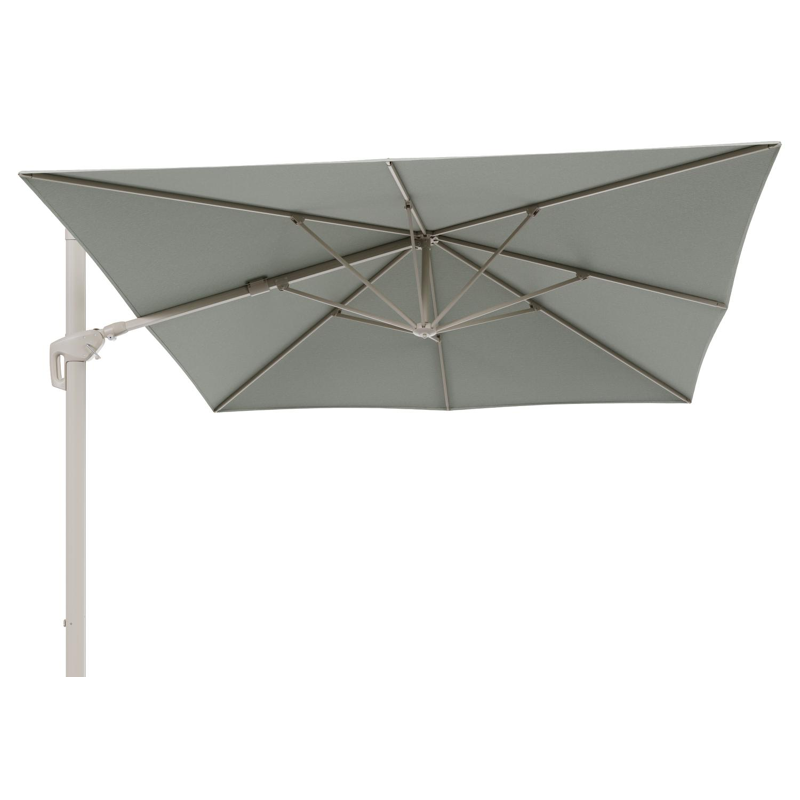 Minore zweefparasol met tiltfunctie in beige aluminium en Slow Spirea All Weather Sunbrella® Luxe parasoldoek - L1 350 x L2 350 cm (zonder voet) (zonder voet)
