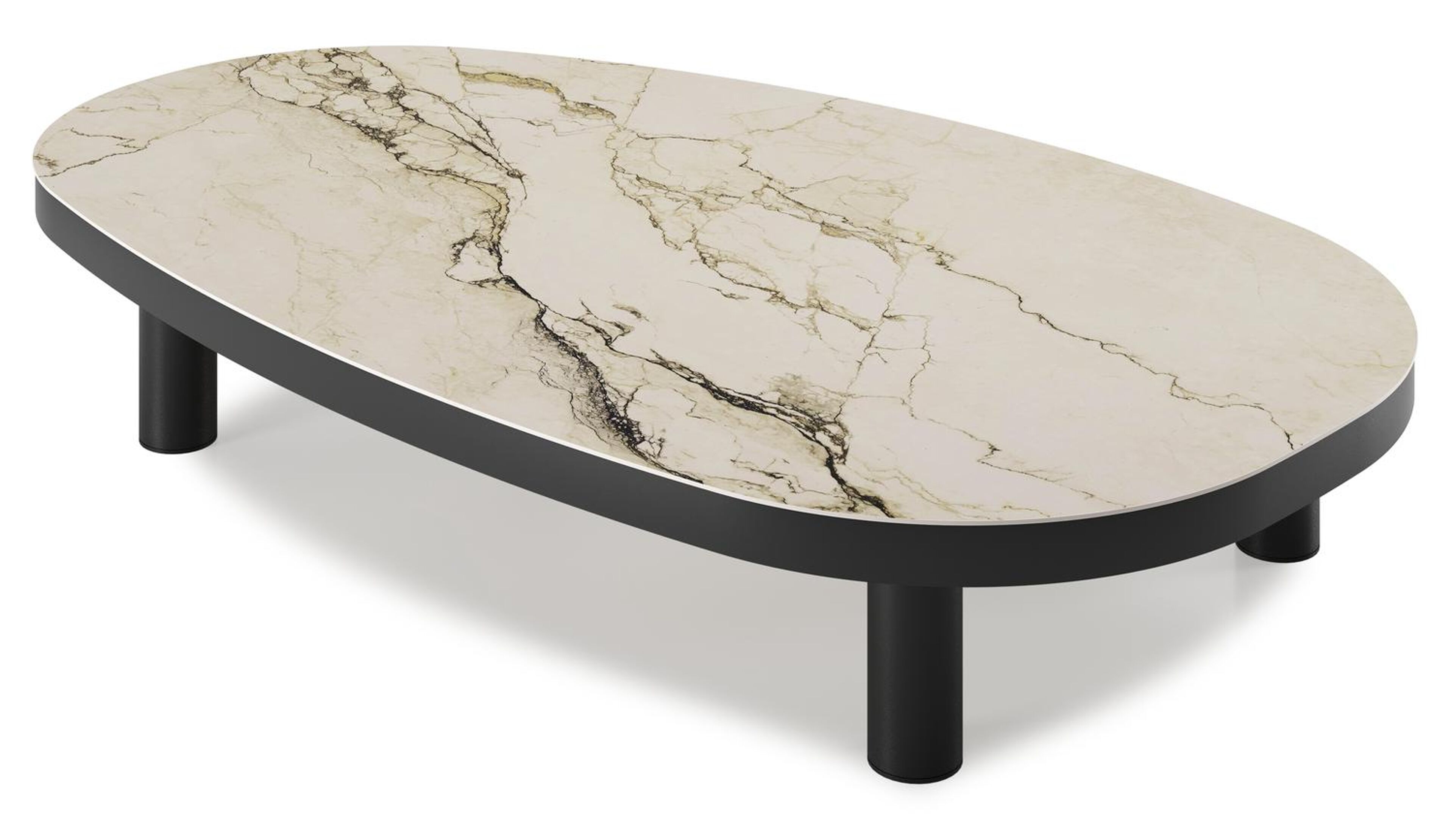 Donato loungetafel in zwart aluminium en colorado dunes volkeramiek - L 151 x B 90 x H 25 cm